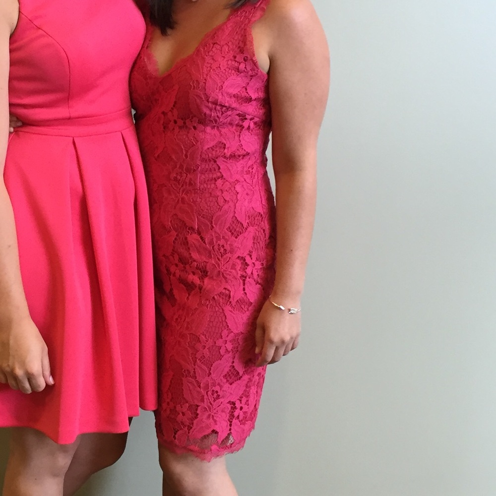 Adrianna Papell Pink Lace Dress